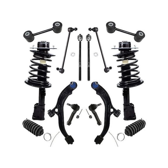 Front and Rear Strut Coil Spring Control Arm Tie Rod Kit - Compatible with 2001 - 2004 Dodge Grand Caravan 2002 2003