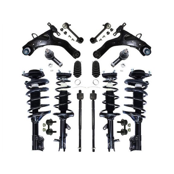 Front and Rear Strut Coil Spring Control Arm Tie Rod Kit - Compatible with 2001 - 2006 Hyundai Elantra 2002 2003 2004 2005