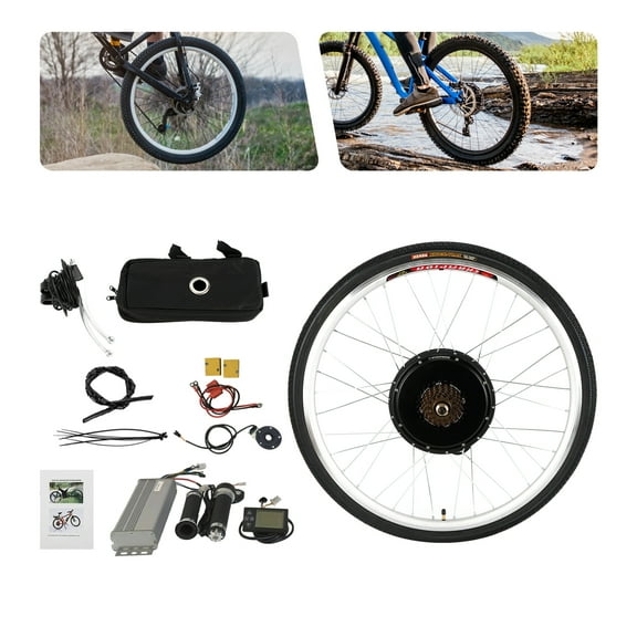 Front and Rear Wheel Electric Bike Conversion Kit, 1000W Gearless Motor, LCD Display, PAS Cycling Modes, 330lbs Load Capacity