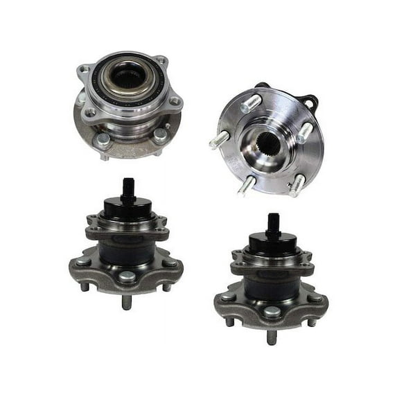 Front and Rear Wheel Hub Assembly Set - Compatible with 2010 - 2012 HS250h 2011