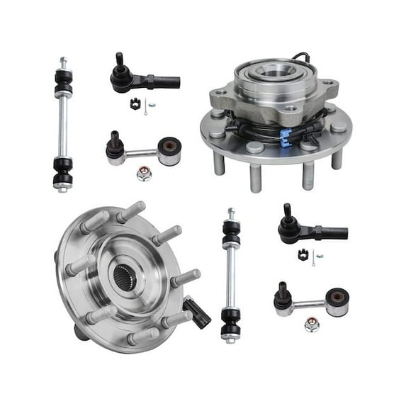 Front and Rear Wheel Hub Sway Bar Link Tie Rod Kit - Compatible with 2007 - 2010 Chevy Silverado 3500 HD 2008 2009