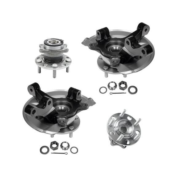 Front and Rear Wheel Hub and Steering Knuckle Kit - Compatible with 2007 - 2008 Dodge Caliber R/T AWD