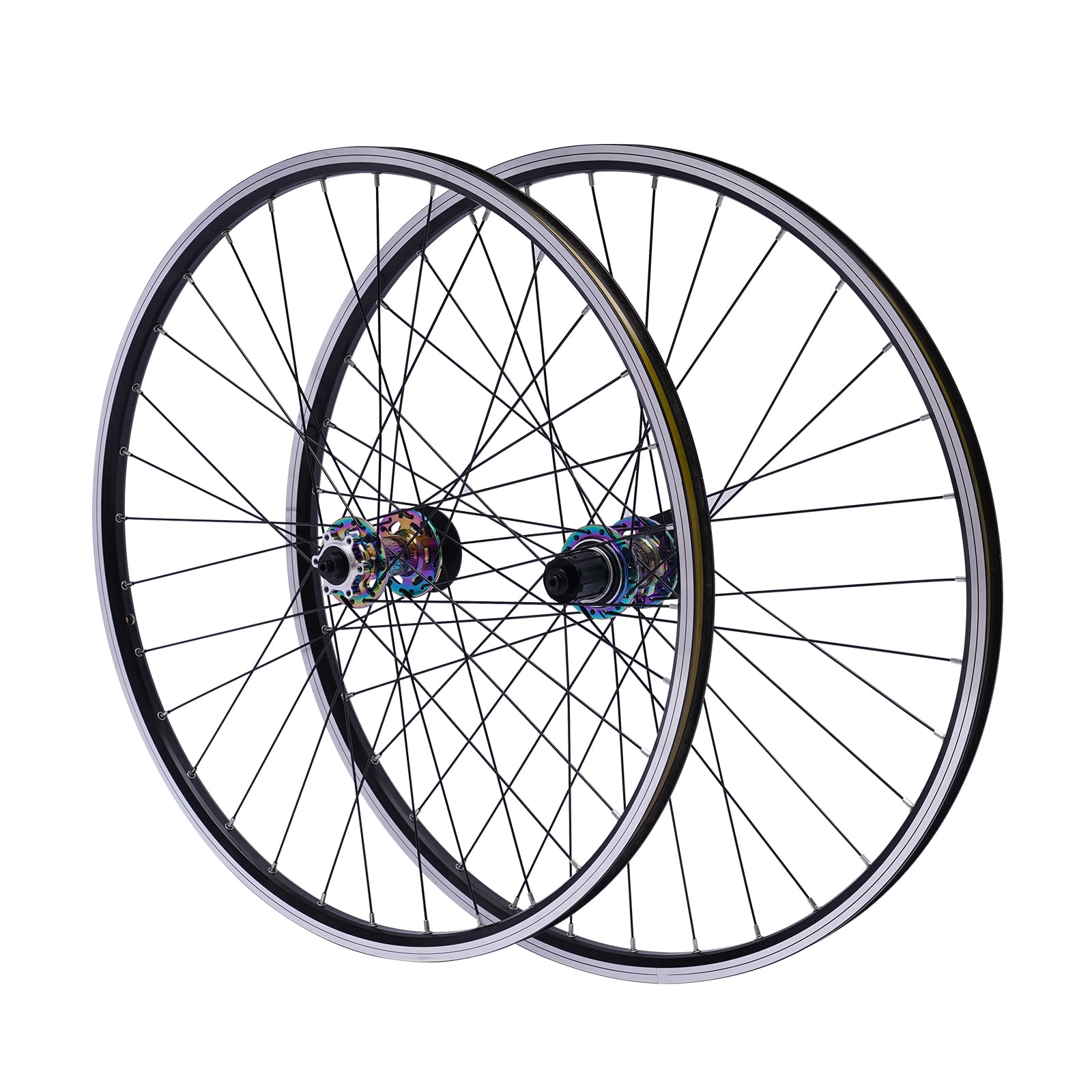 Front and Rear Wheelset with Aluminum Alloy Hubs, 45 Steel Spokes ...