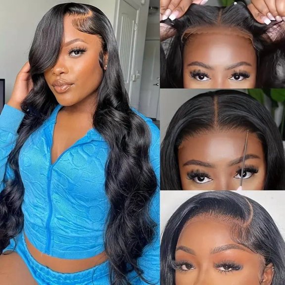 Front lace 13*4 wig black natural big wave long curly hair full headpiece