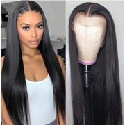 Front lace fashionable middle-parted long straight hair womens chemical fiber wig