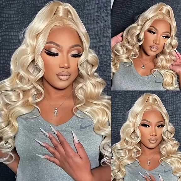 Front lace long curly hair light blonde big wave lace wig headpiece