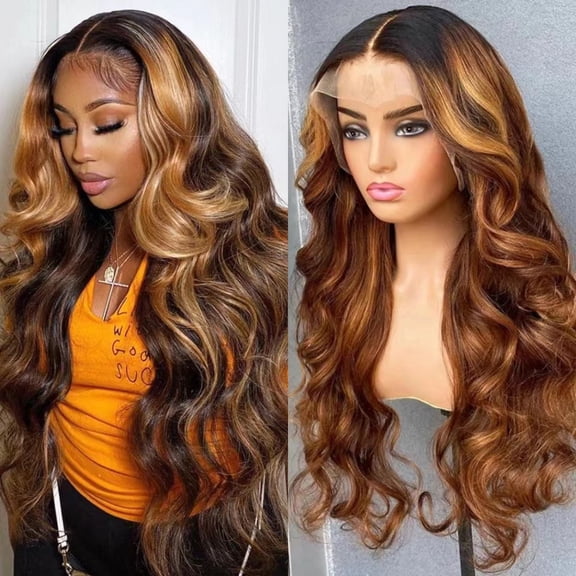 Front lace wig long curly hair gradient color women's wig big wave headpiece