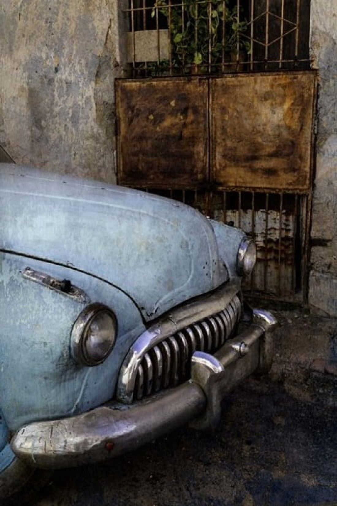 Front of 1950s era car in front of gate Havana Cuba Canvas Art - Adam Jones DanitaDelimont (13 x 19)