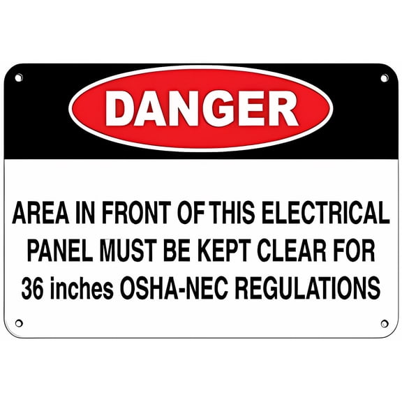 Front of Electrical Panel Kept Clear For 36 NEC Sign - 8"x12" Business Aluminum Metal Tin Sign, Electrical Panel, Clearance Safety, NEC Compliance