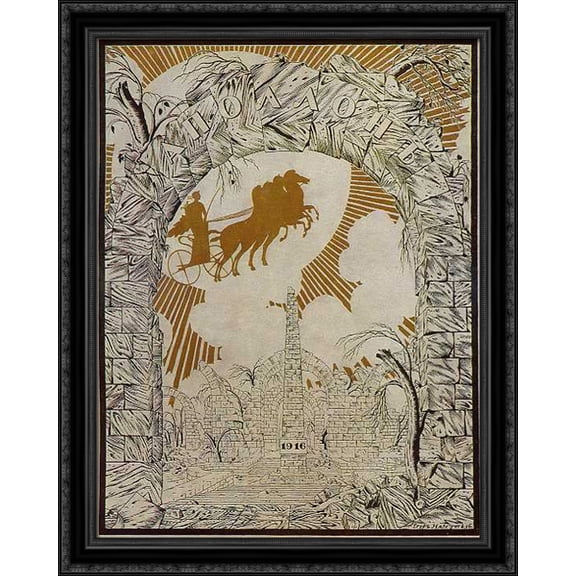Front page of 'Apollo' magazine 28x34 Large Black Ornate Wood Framed Canvas Art by Heorhiy Narbut