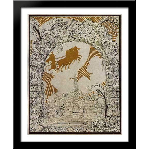 Front page of 'Apollo' magazine 28x34 Large Black Wood Framed Print Art by Heorhiy Narbut