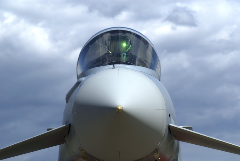 Front view of a Eurofighter Typhoon 2000 of the German Air Force Canvas Art - Ramon Van OpdorpStocktrek Images (18 x 12)