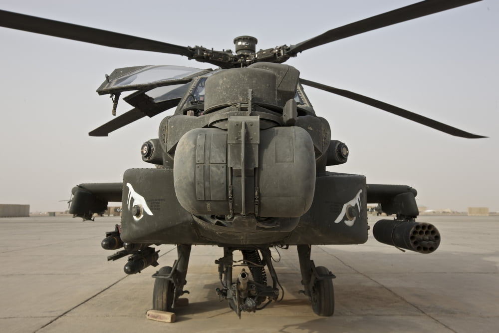 Front view of an AH-64D Apache helicopter Canvas Art - Terry MooreStocktrek Images (18 x 12)