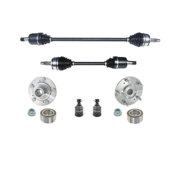 FrontAxles Wheel Hubs & Ball Joints Kit 2003-2007 for Accord 2.4L Front CV Axle Shafts With New Ground Bearings!