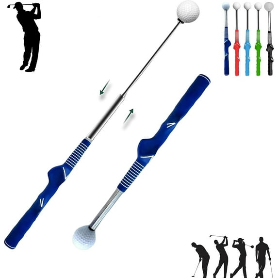Frontaley Telescopic Club, Retractable Golf Swing Training Aid, Portable Right & Left-Handed Golf Grip Trainer with Click Feedback for Home/Range Practice
