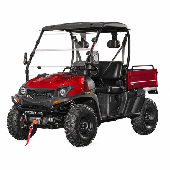 Frontier 400 Gas Side by Side UTV for Adults, 4x4, 391cc 26 HP EFI, Dump Bed, 3,500 lb Winch, Red