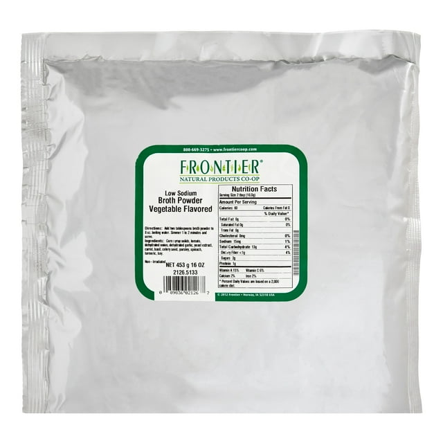 Frontier Broth Powder Vegetable Flavored Low Sodium 16 Oz Bag 