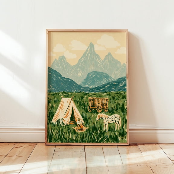 Frontier Camp Poster Green Mountain Print Paper Wall Art 2