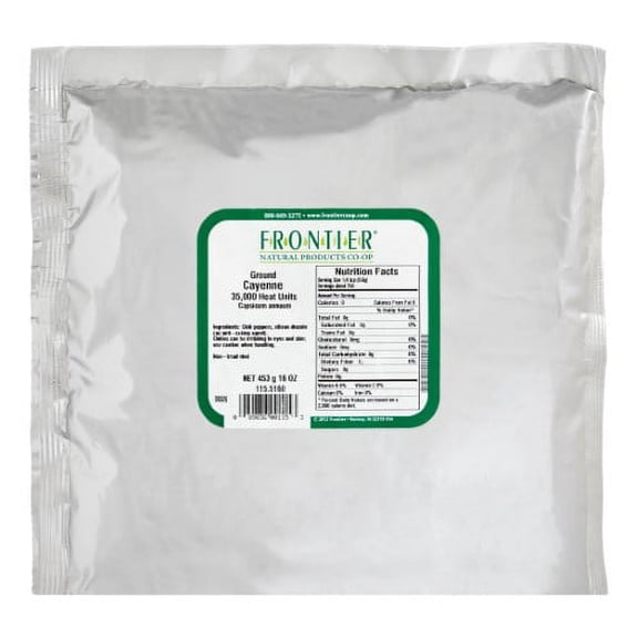 Frontier Chili Peppers Ground, Cayenne 35,000 Hu, 16 Ounce Bags