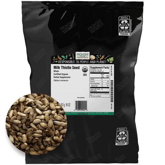 Frontier Co-op Organic Whole Milk Thistle Seed Herbal Supplement, 16 oz