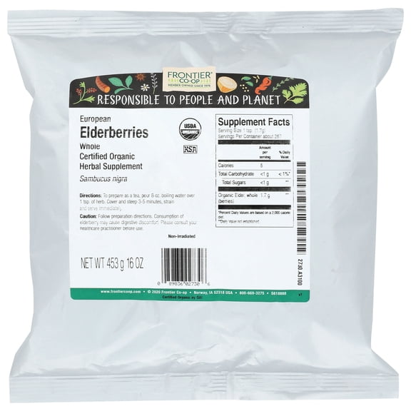 Frontier Co-Op Whole European Elderberries 16 Ounce Pack Of 1