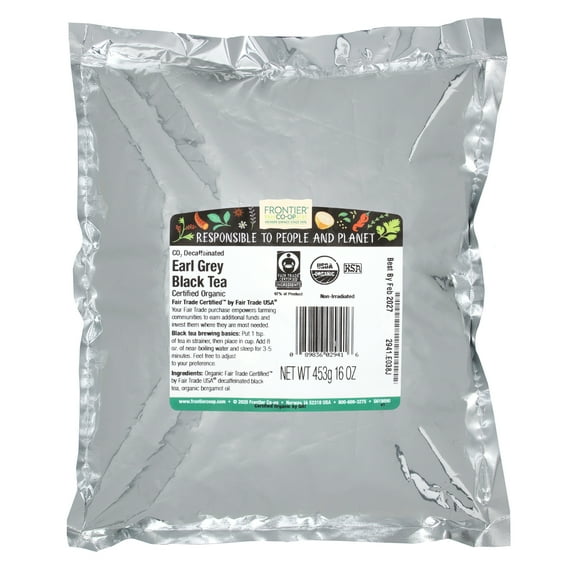 Frontier Co-op 2941 CO2 Decaffeinated Earl Grey Black Tea, Organic, Fair Trade 1 lb.