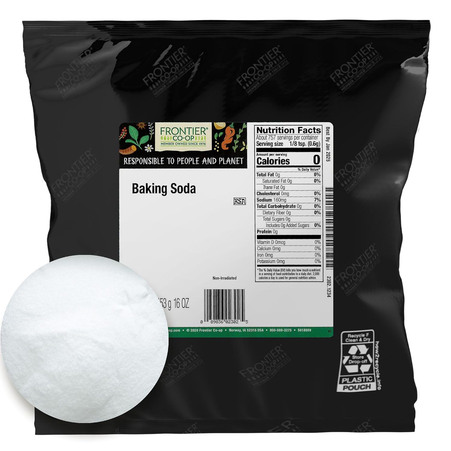 Frontier Coop Baking Soda Powder, Kosher 1 lb. Bulk Bag