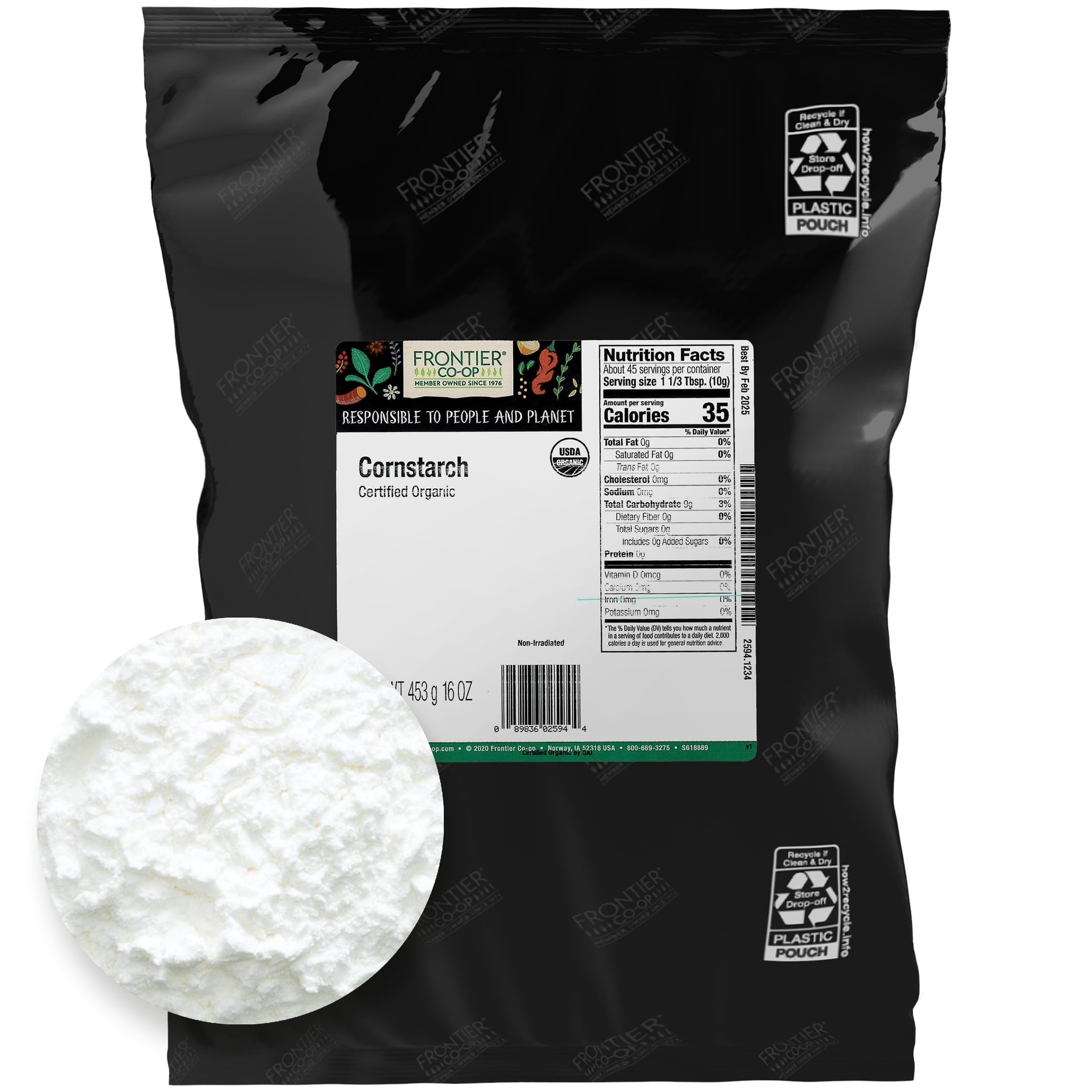Frontier Co-op Certified Organic Cornstarch, 16 oz - rated 4.8 stars from 92 reviews