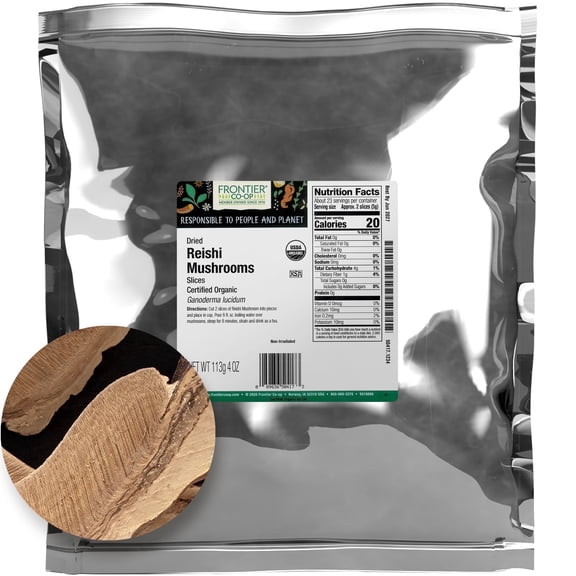 Frontier Co-op Certified Organic Dried Sliced Reishi Mushrooms, 4 oz