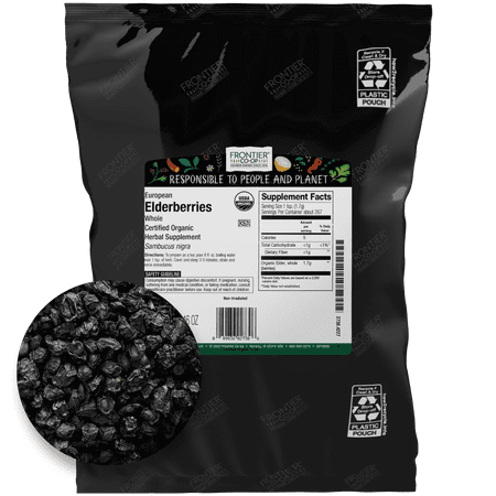 Frontier Co-op Certified Organic European Whole Elderberries, 16 oz Bag
