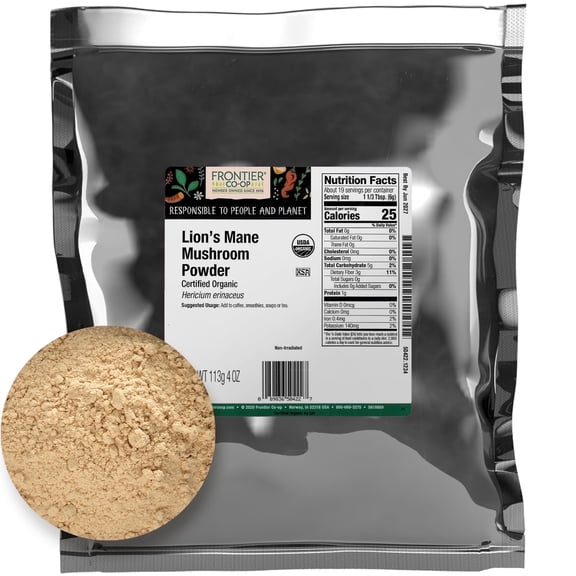 Frontier Co-op Certified Organic Lion's Mane Mushroom Powder, 4 oz