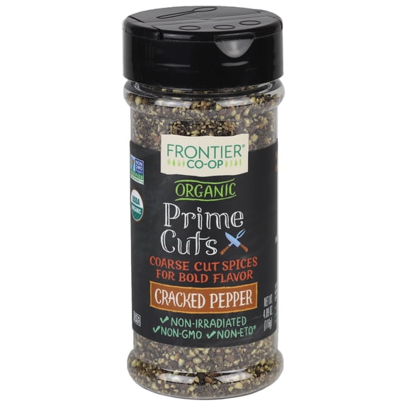 Frontier Co-op Certified Organic Prime Cuts, Cracked Black Pepper, 4.09 oz