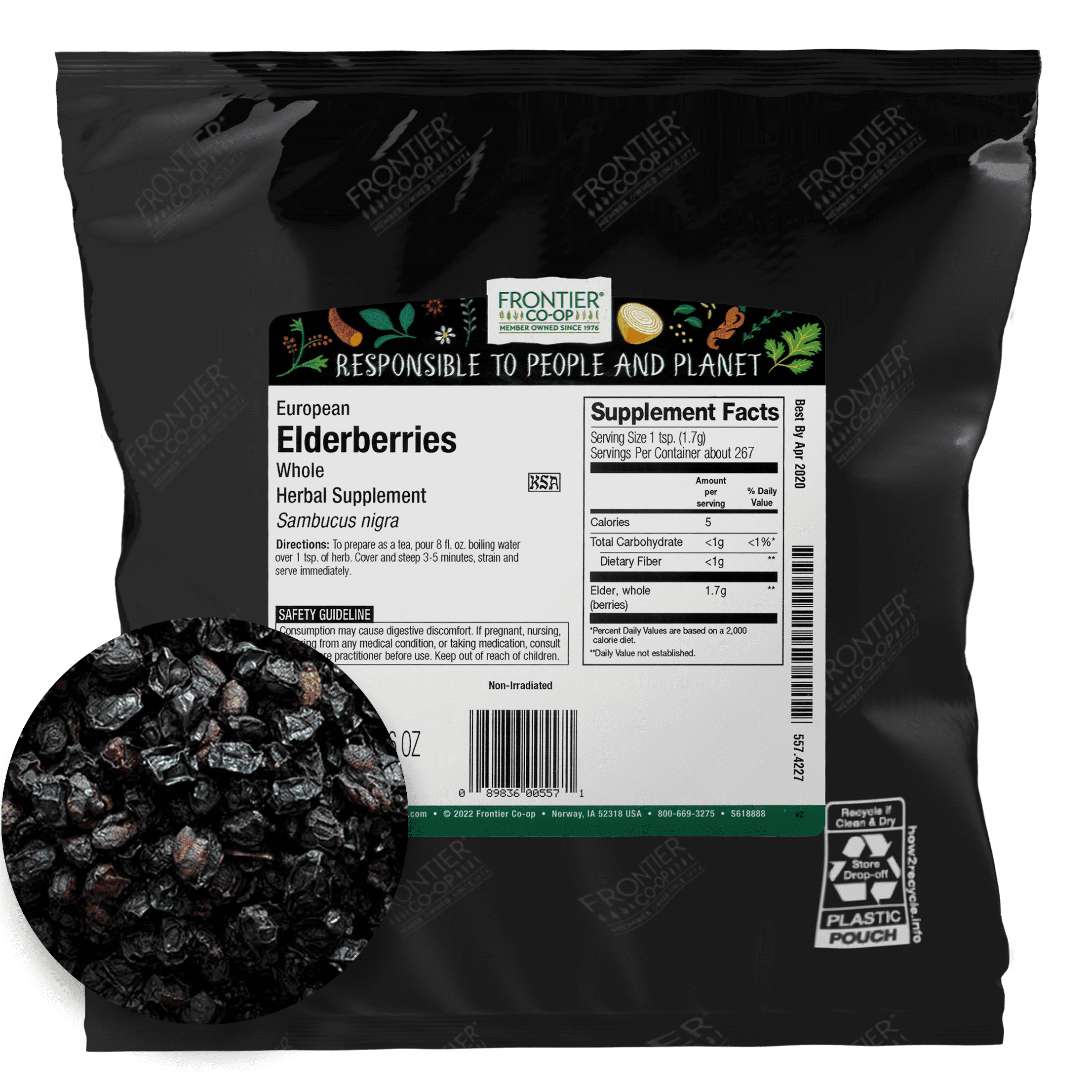 Frontier Co-op European Whole Elderberries, 16 oz