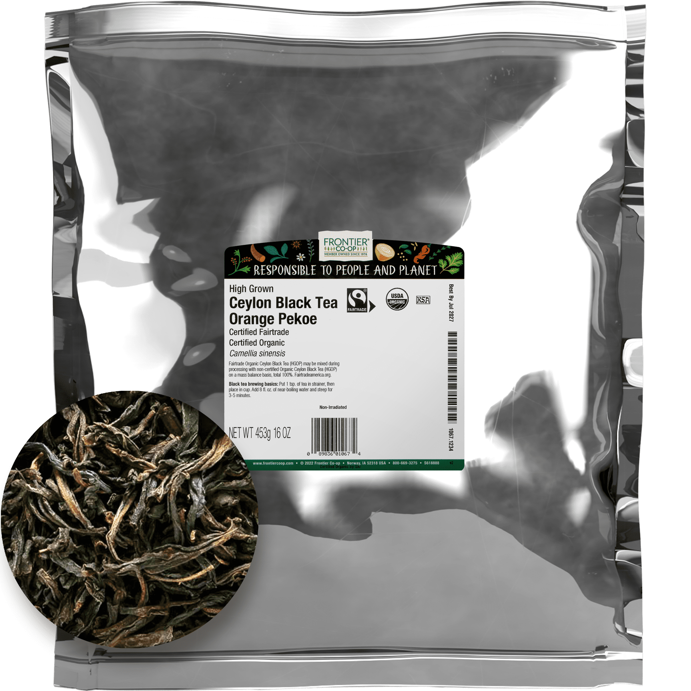 Frontier Co-Op Organic Fair Trade Certified High Grown Ceylon Black Tea ...