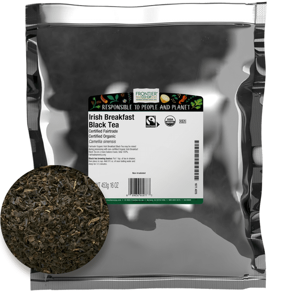 Frontier Co-op Fair Trade Certified Organic Irish Breakfast Loose Leaf Black Tea, 16 oz Bag