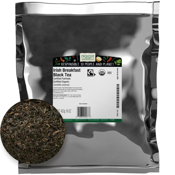 Frontier Co-op Fair Trade Certified Organic Irish Breakfast Loose Leaf Black Tea, 16 oz Bag