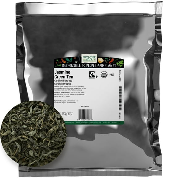 Frontier Co-op Fairtrade Certified Organic Jasmine Loose Leaf Green Tea, 16 oz Bag