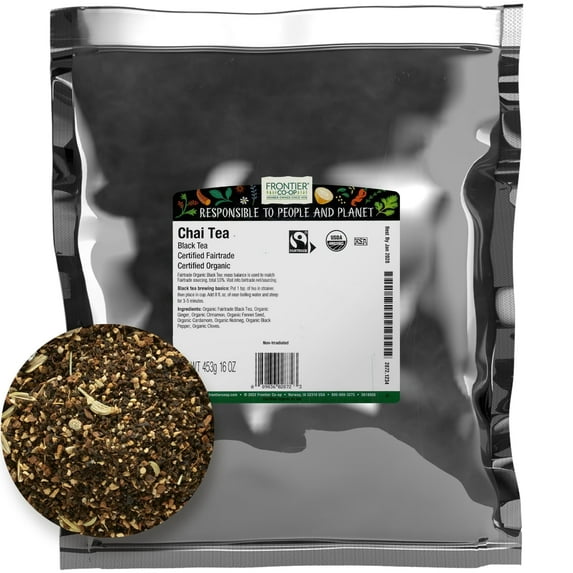 Frontier Co-op Fairtrade Certified Organic Loose Leaf Chai Tea, 16 oz Bag