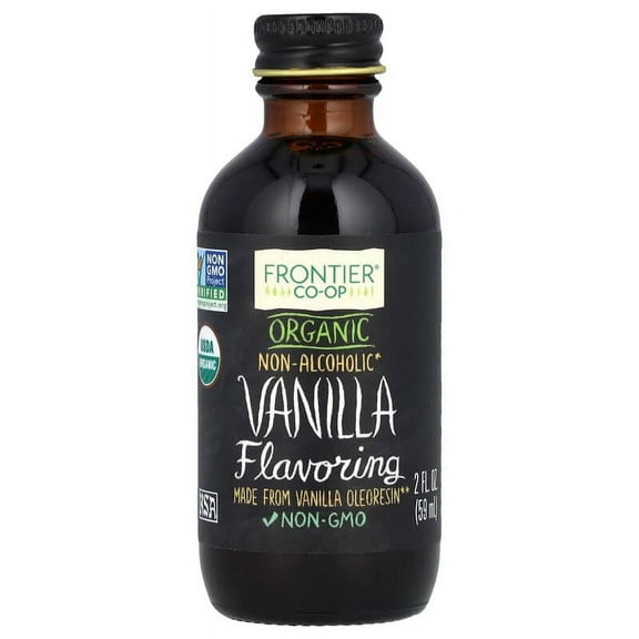 Frontier Co-op, Organic Vanilla Flavoring, Non-Alcoholic, 2 fl oz Pack of 4