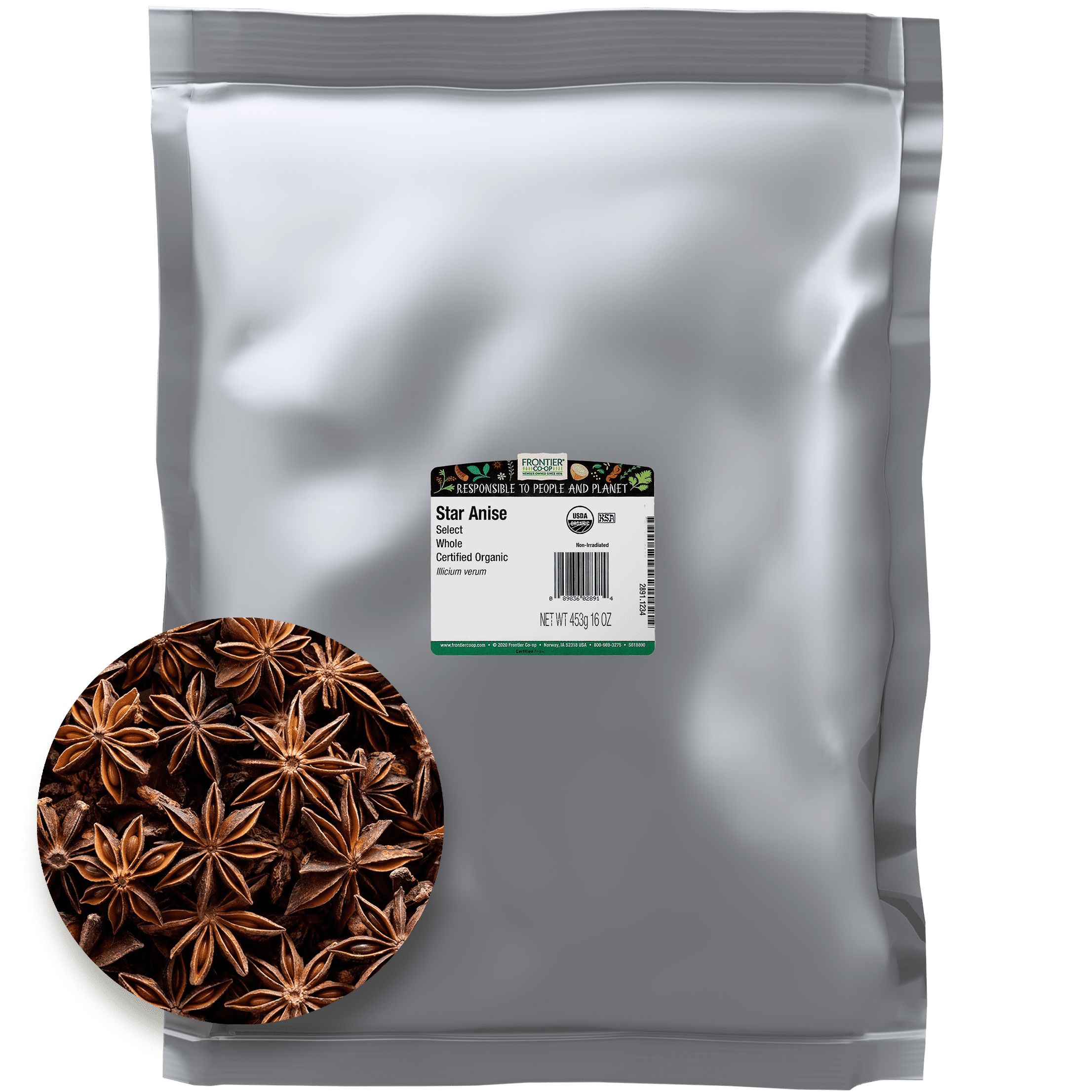 Frontier Co-op Select Grade Whole Star Anise, Certified Organic, 16 oz
