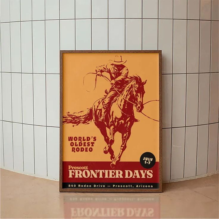 Frontier Days Rodeo Poster, Vintage Western Poster, Rodeo Print Poster ...