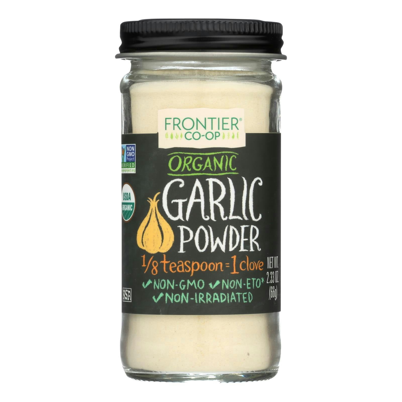 Frontier Herbs Seasoning Garlic Powder Organic Bottle 2.33 oz (Pack of 6)