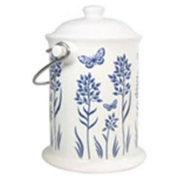 Frontier Natural Products Co-op 223693 Culinary Accessories Exlonjet Ceramic Floral Blue Compost Keeper 8 x 10