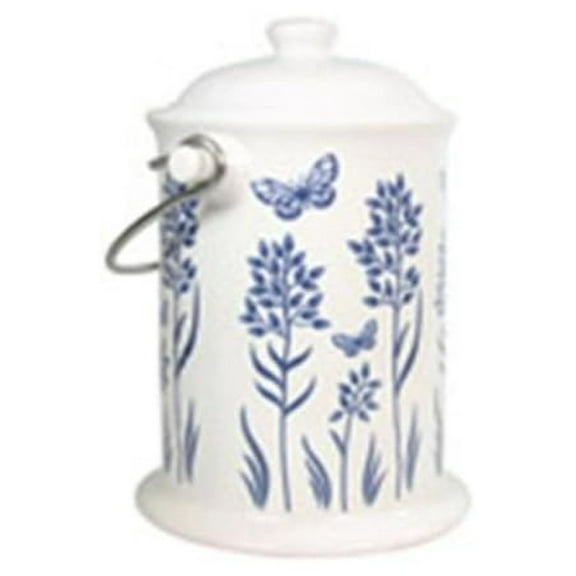 Frontier Natural Products Co-op 223693 Culinary Accessories KioJJp Ceramic Floral Blue Compost Keeper 8 x 10