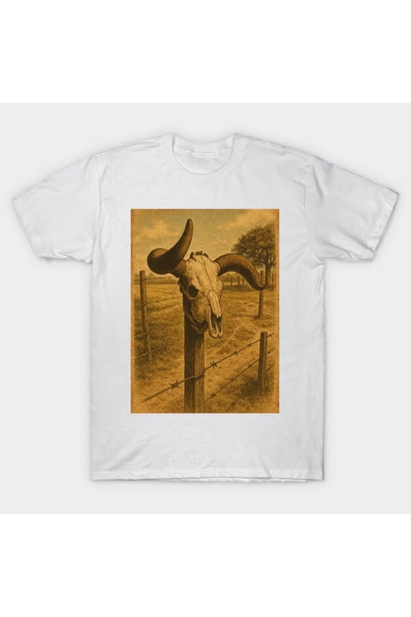 Frontier Remains Funny Western Skeleton Head Fence Art Retro Old West Ghost Town H1713 Unisex T-Shirt, Up to 5XL