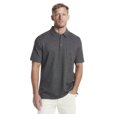 Frontier Threads Men's Short Sleeve Textured Microstripe Waffle Polo Shirt