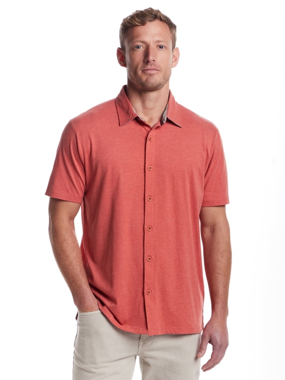 Men's Sueded Jersey Coatfront Buttondown Shirt
