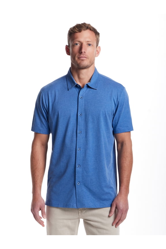 Men's Sueded Jersey Coatfront Buttondown Shirt