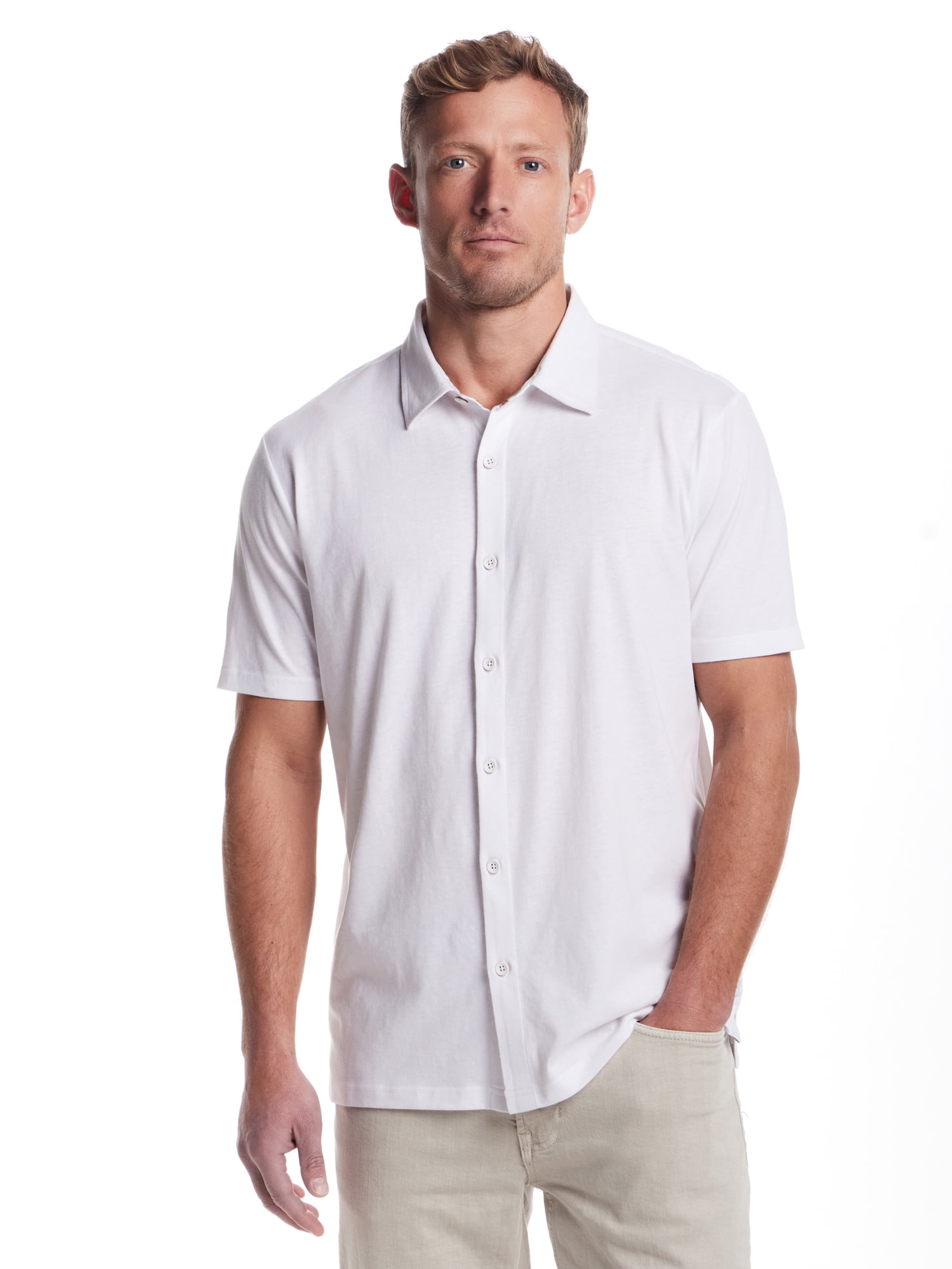 Frontier Threads Men's Sueded Jersey Coatfront Buttondown Shirt -  Walmart.com