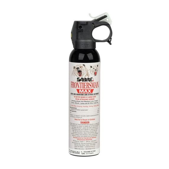 SABRE Frontiersman MAX Bear Spray and Mountain Lion Deterrent, 9.2 oz, 40 ft Range, Maximum Strength, 1 Ct, Bear Spray, Adult
